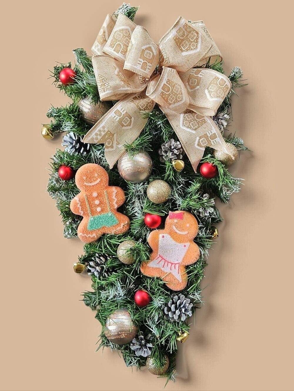Festive Gingerbread Christmas Swag Handmade Holiday Decor